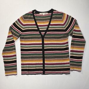 Veronica Beard Keke Stripe Cardigan Size Large Light Knit Button Sweater